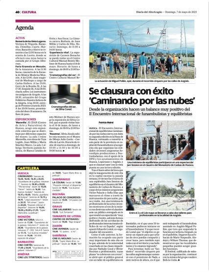 Mai Ibargüen. Fotógrafa de Artes Escénicas y eventos. Cartelería, diseño y prensa. Medios de Comunicación. Caminando Por Las Nubes. Angüés. Huesca. Encuentro Internacional de Equilibristas y Funambulistas. DiarioAltoAragón
